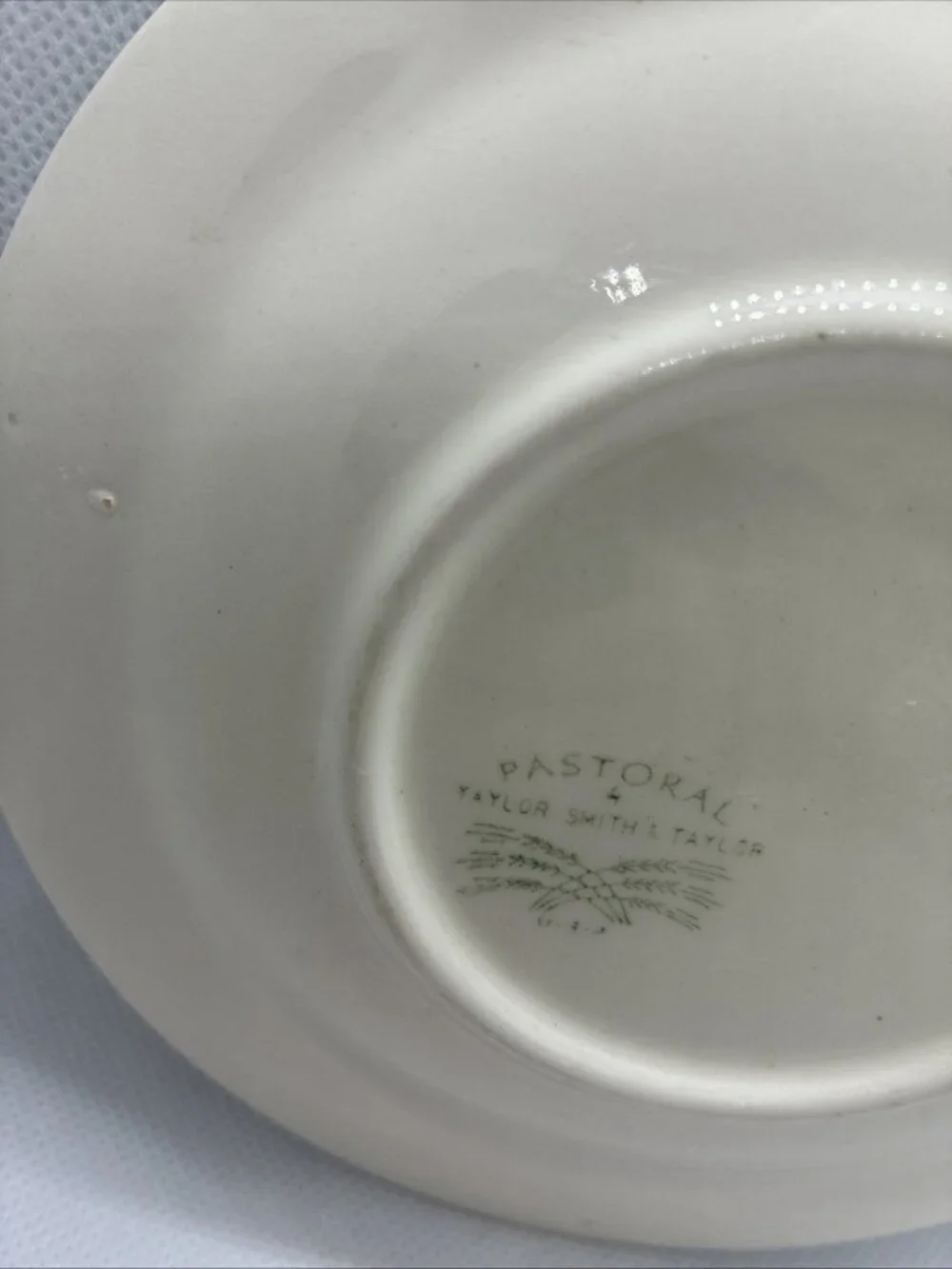 Vintage Taylor Smith Taylor Pastoral Green Transferware Trinket Dish Bread Plate